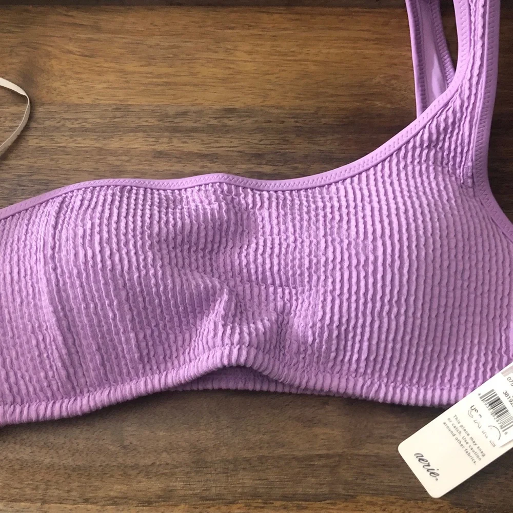 aerie Lilac Ribbed Bikini Top
